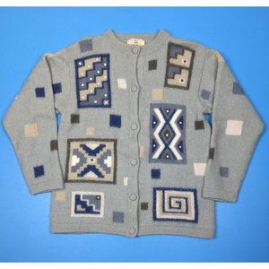 Spirit Of The Andes Womens Funky 100% Alpaca Button Sweater Cardigan Grey Medium